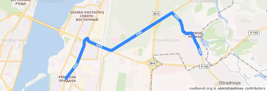 Mapa del recorrido Автобус №59: Репное — Димитрова de la línea  en Voronezh.