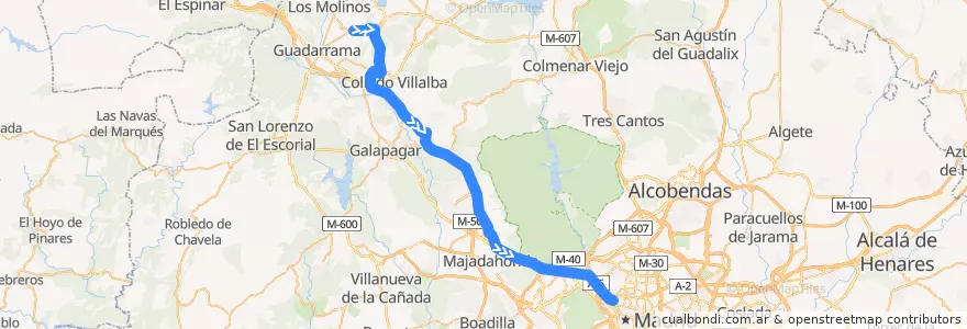 Mapa del recorrido Bus 683: Collado Mediano → Madrid (Moncloa) de la línea  en بخش خودمختار مادرید.