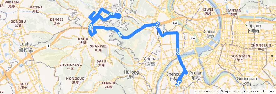 Mapa del recorrido 新北市 920 板橋-林口 (返程) de la línea  en Новый Тайбэй.