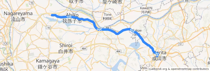 Mapa del recorrido JR成田線 (我孫子支線) de la línea  en Präfektur Chiba.
