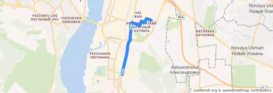 Mapa del recorrido Автобус №68Т: Завод ГОО — Иркутская de la línea  en Voronezh.