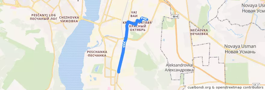 Mapa del recorrido Автобус №68Т: Иркутская — Завод ГОО de la línea  en городской округ Воронеж.