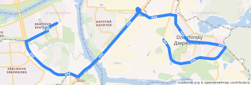 Mapa del recorrido Автобус 1063: Город Дзержинский => метро "Алма-Атинская" de la línea  en Föderationskreis Zentralrussland.