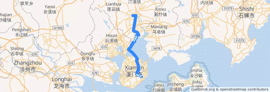 Mapa del recorrido Bus 快5 (BRT): 前埔枢纽站 => 同安枢纽站 de la línea  en 福建省.