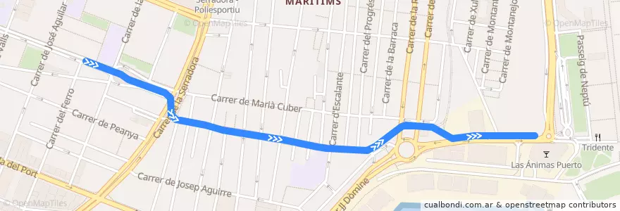 Mapa del recorrido Línia 8: Marítim - Serrería => Marina Reial Joan Carles I de la línea  en Comarca de València.