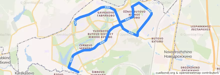 Mapa del recorrido Автобус С1: Бартеневская ул. - Остафьевская ул. de la línea  en Južnoe Butovo.