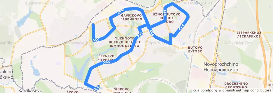 Mapa del recorrido Автобус С1: Остафьевская ул. - Бартеневская ул. de la línea  en район Южное Бутово.