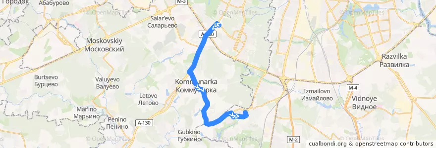 Mapa del recorrido Автобус 895: станция метро "Теплый Стан"- 2-й мкр. Южного Бутова de la línea  en モスクワ.