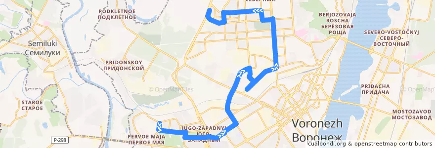 Mapa del recorrido Автобус №81: Перхоровича — Пивзавод — Антонова-Овсеенко de la línea  en городской округ Воронеж.