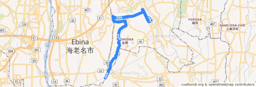 Mapa del recorrido かわせみ5号 de la línea  en Ayase.