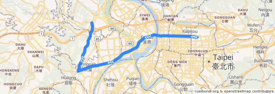 Mapa del recorrido 新北市 801 松山機場-五股 (返程) de la línea  en New Taipei.