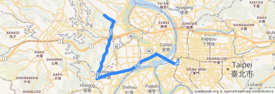 Mapa del recorrido 新北市 637 臺北-五股 (返程) de la línea  en Nuevo Taipéi.
