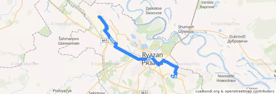 Mapa del recorrido Троллейбус №8: Депо №3 — Комбайновый Завод de la línea  en городской округ Рязань.