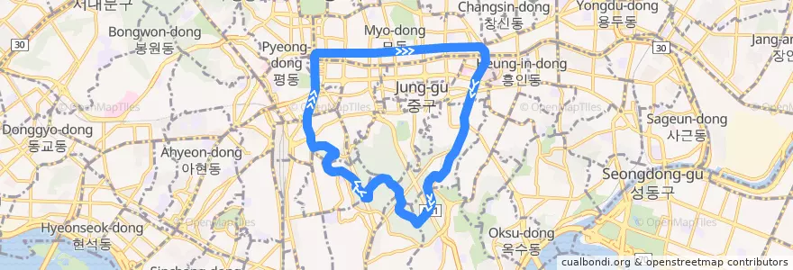 Mapa del recorrido 서울 시내버스 04 de la línea  en Seoel.