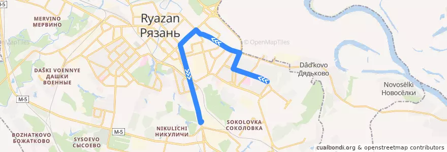 Mapa del recorrido Троллейбус №13: Шереметьево — завод "Рязцветмет" de la línea  en городской округ Рязань.