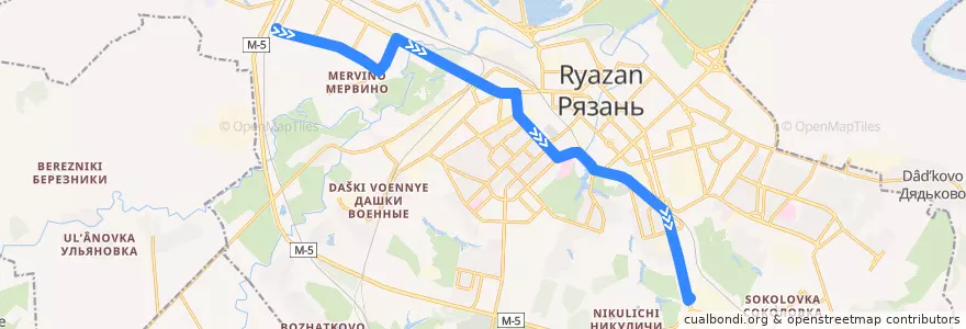 Mapa del recorrido Троллейбус №17: улица Крупской — Завод "Рязцветмет" de la línea  en городской округ Рязань.