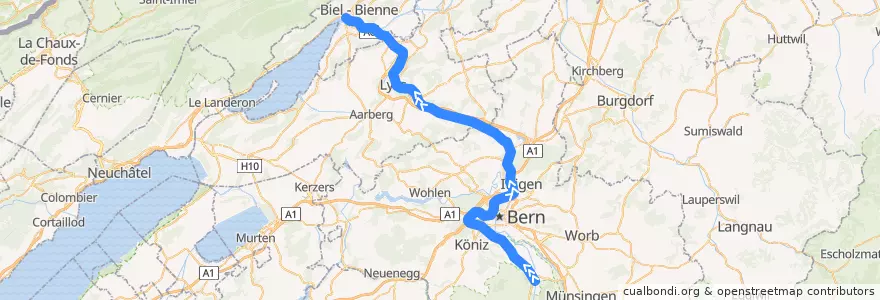 Mapa del recorrido S3: Belp => Biel/Bienne de la línea  en Bern.