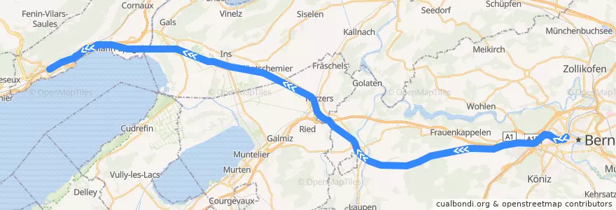 Mapa del recorrido S5: Bern => Neuchâtel de la línea  en Schweiz/Suisse/Svizzera/Svizra.