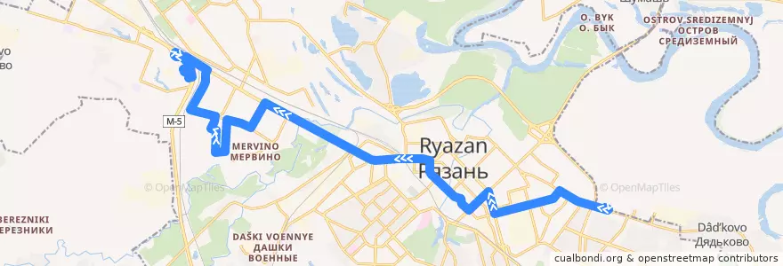 Mapa del recorrido Автобус №4 ТЦ "Глобус" - ТРЦ "М5 Молл" de la línea  en городской округ Рязань.
