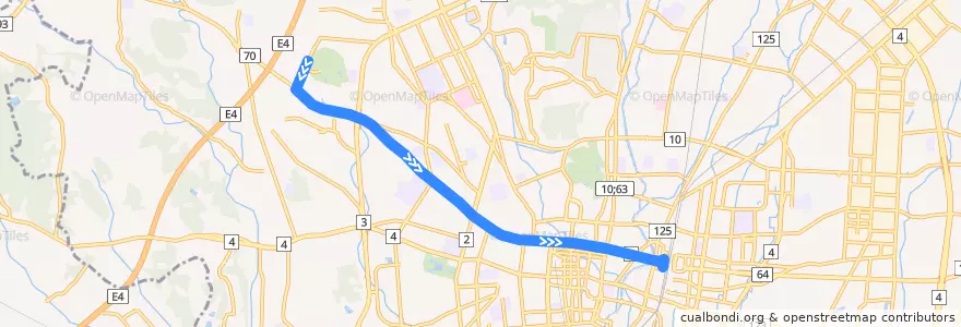 Mapa del recorrido 関東自動車バス[01] 駒生営業所⇒宇都宮駅 de la línea  en Utsunomiya.