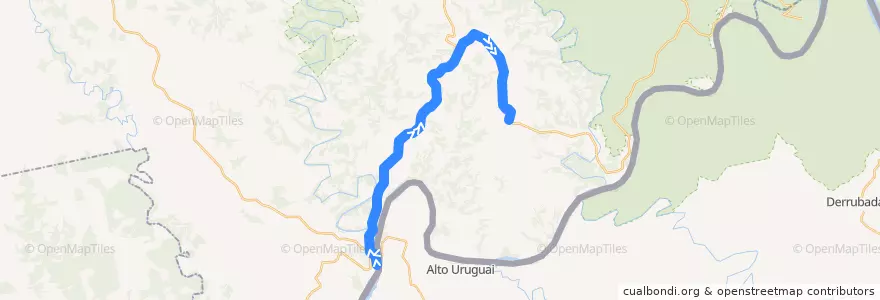 Mapa del recorrido Arlindo Matje: El Soberbio → Acceso Colonia Paraíso de la línea  en Municipio de El Soberbio.