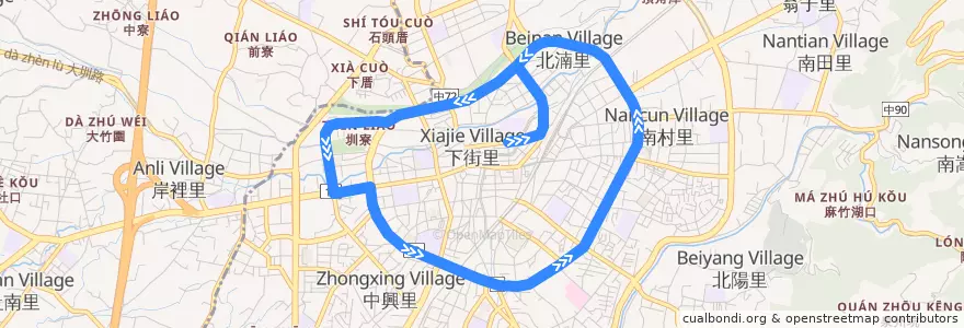 Mapa del recorrido 235豐原圓環線 (北環) de la línea  en 豐原區.
