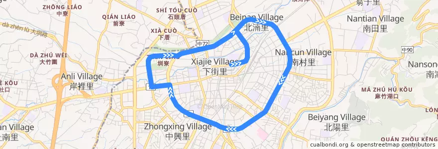 Mapa del recorrido 235豐原圓環線 (南環) de la línea  en Fengyuan.