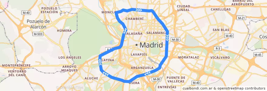 Mapa del recorrido Línea 6: Andén 2 de la línea  en Madrid.
