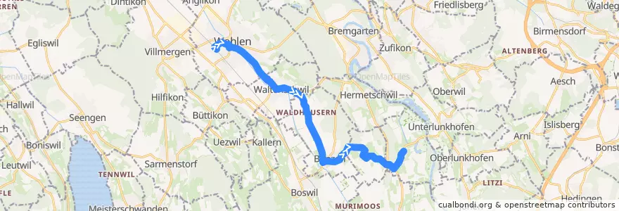 Mapa del recorrido Bus 341: Wohlen AG => Rottenschwil de la línea  en Aargau.