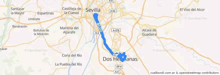Mapa del recorrido M-131 de la línea  en Sevilla.