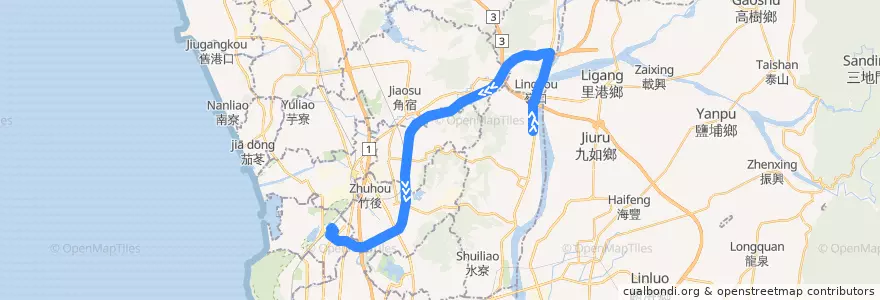 Mapa del recorrido 哈佛快線(往高鐵左營站_返程) de la línea  en Kaohsiung.
