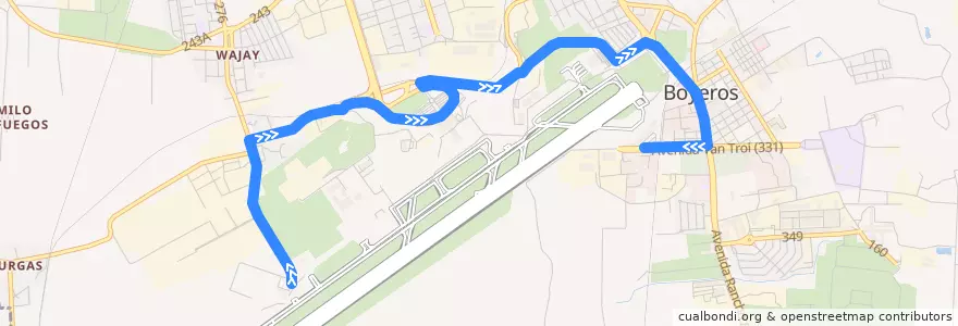 Mapa del recorrido Conexión Terminal 5 => Terminal 1 de la línea  en Boyeros.