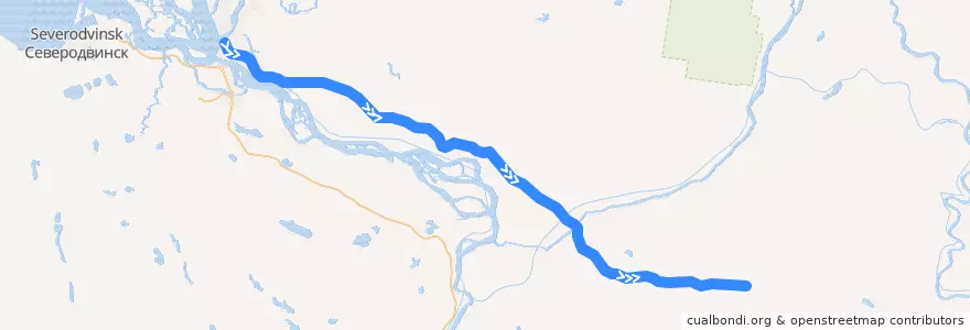 Mapa del recorrido Поезд № 6560 Архангельск - Сия de la línea  en Архангельская область.
