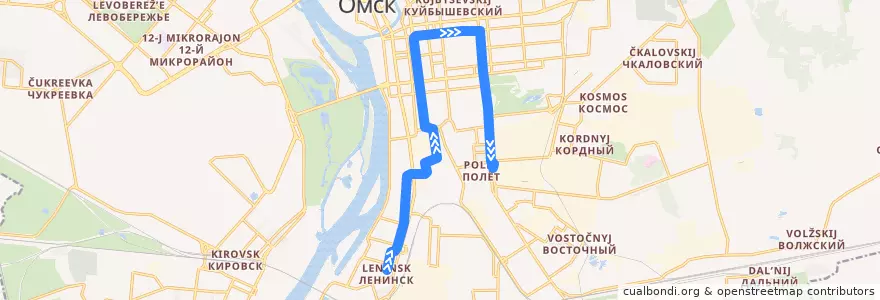 Mapa del recorrido Трамвай №8: Котельникова - ПО Полёт de la línea  en городской округ Омск.