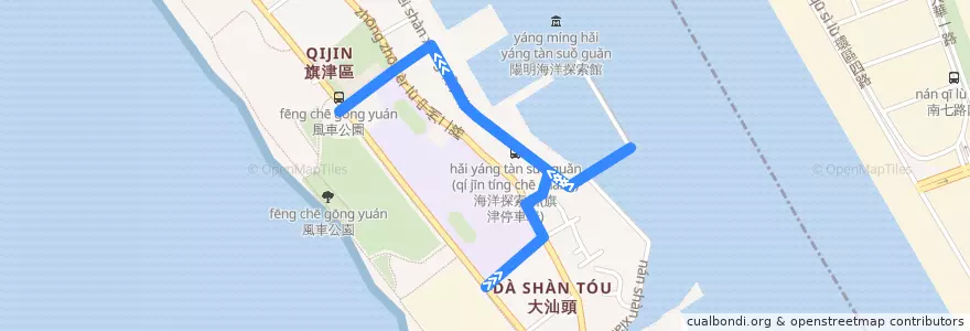Mapa del recorrido 紅9(繞駛旗津漁港_往程) de la línea  en 旗津區.