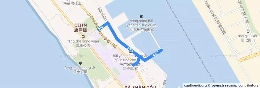 Mapa del recorrido 紅9(繞駛旗津漁港_返程) de la línea  en 旗津區.