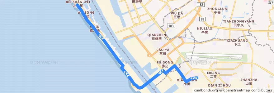Mapa del recorrido 紅9(區間車_往程) de la línea  en Kaohsiung.