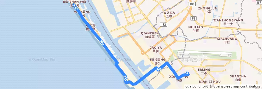 Mapa del recorrido 紅9(區間車_返程) de la línea  en Kaohsiung.