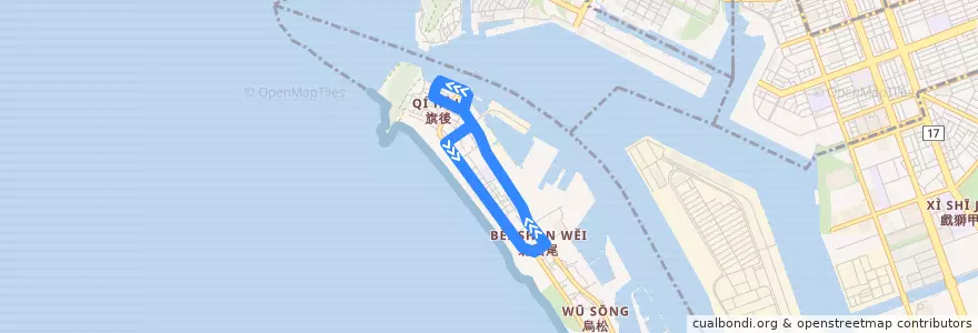 Mapa del recorrido 紅9(假日公車) de la línea  en 旗津區.