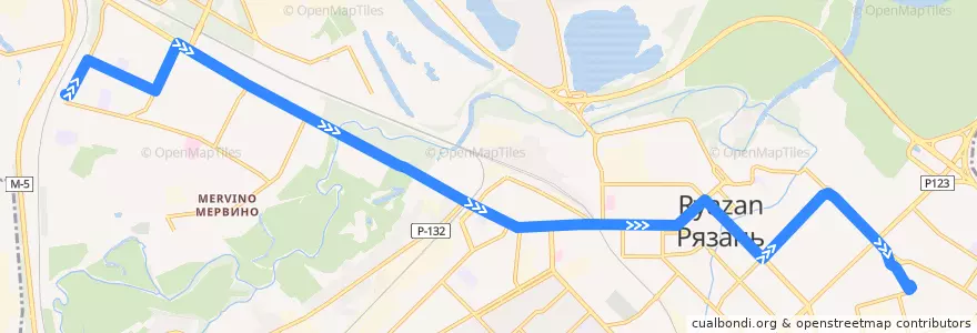 Mapa del recorrido Троллейбус №10: улица Крупской — площадь Попова de la línea  en городской округ Рязань.