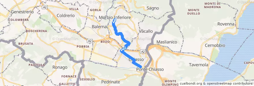 Mapa del recorrido Linea 5: Morbio Inferiore Posta - Chiasso de la línea  en Circolo di Balerna.