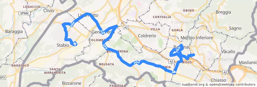 Mapa del recorrido Linea 518: Stabio - Novazzano - Morbio Inferiore Serfontana de la línea  en Bezirk Mendrisio.