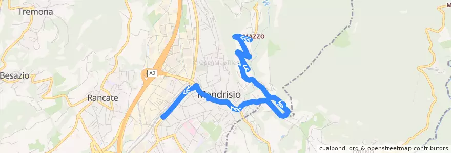 Mapa del recorrido Linea 522: Somazzo - Mendrisio de la línea  en Mendrisio.