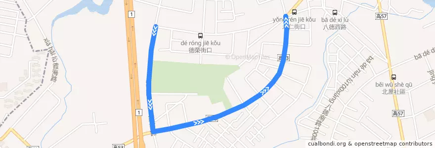 Mapa del recorrido 紅60(繞駛永仁公園_往程) de la línea  en 仁武區.