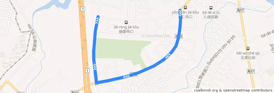 Mapa del recorrido 紅60(繞駛永仁公園_返程) de la línea  en 仁武區.