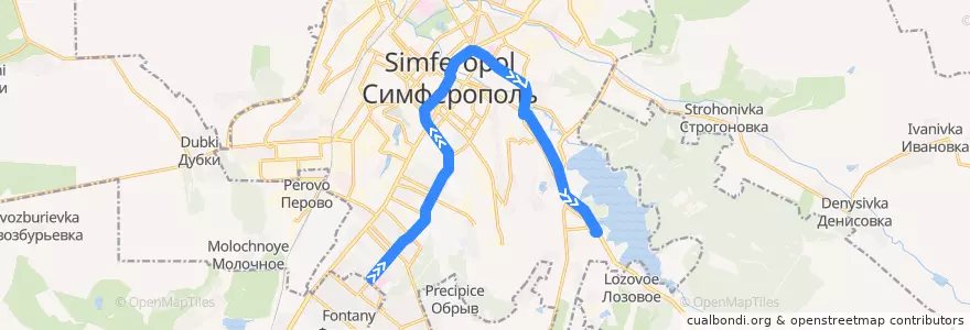 Mapa del recorrido Троллейбус №4 7-я горбольница - Марьино de la línea  en Симферопольский городской совет.