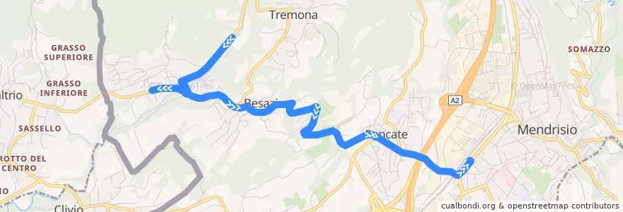 Mapa del recorrido Linea 525: Arzo - Besazio - Mendrisio de la línea  en Mendrisio.