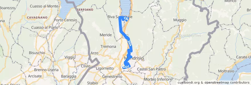 Mapa del recorrido Linea 531: Capolago - Riva S. Vitale - Mendrisio OSC de la línea  en Bezirk Mendrisio.