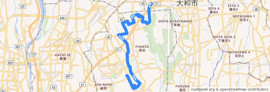 Mapa del recorrido かわせみ2号 de la línea  en 綾瀬市.