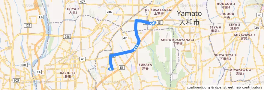 Mapa del recorrido 綾73 de la línea  en Канагава.